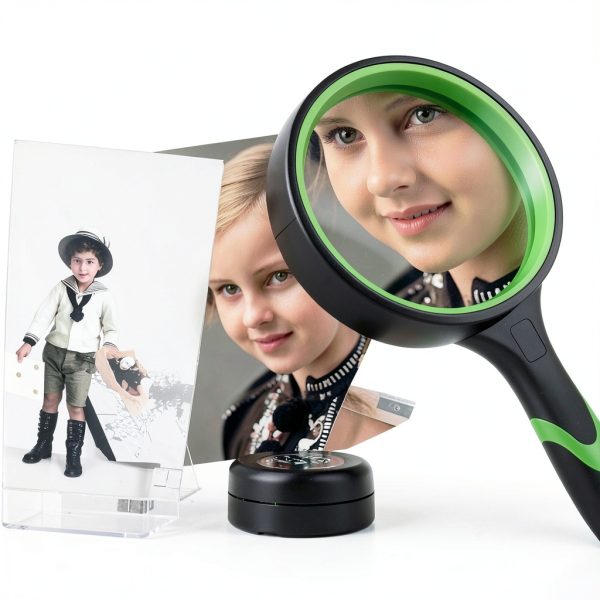 DUMEALAGR 10x Magnifying Glass Green Rubberized Handle-5