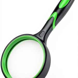 DUMEALAGR 10x Magnifying Glass Green Rubberized Handle-0
