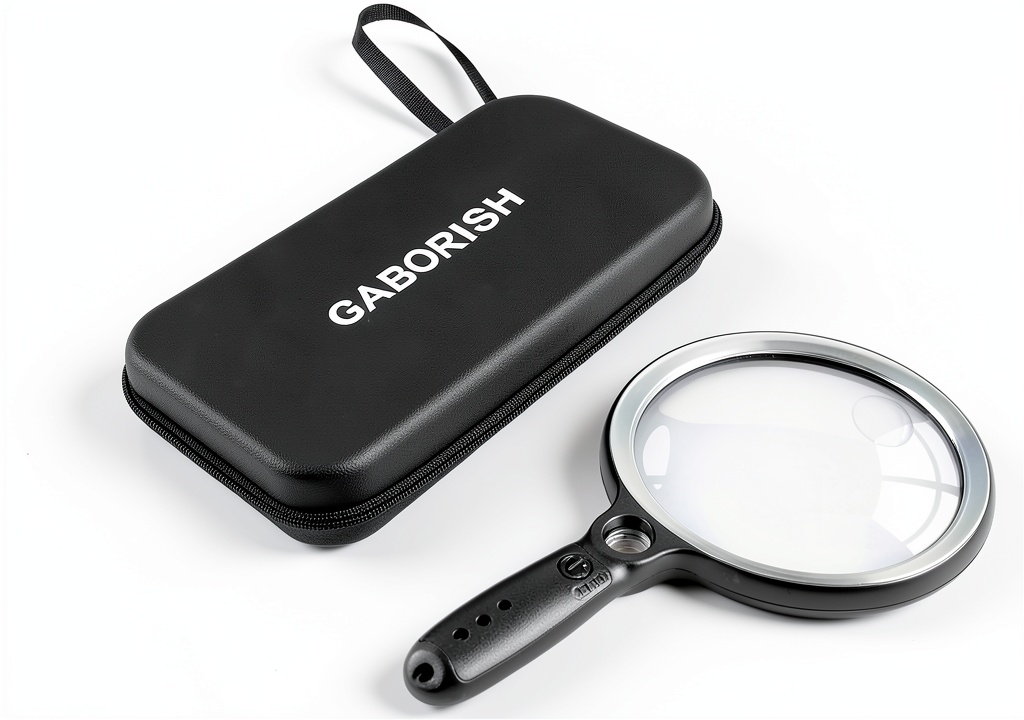 Senior using GABORISH Lighted Magnifier while reading a book